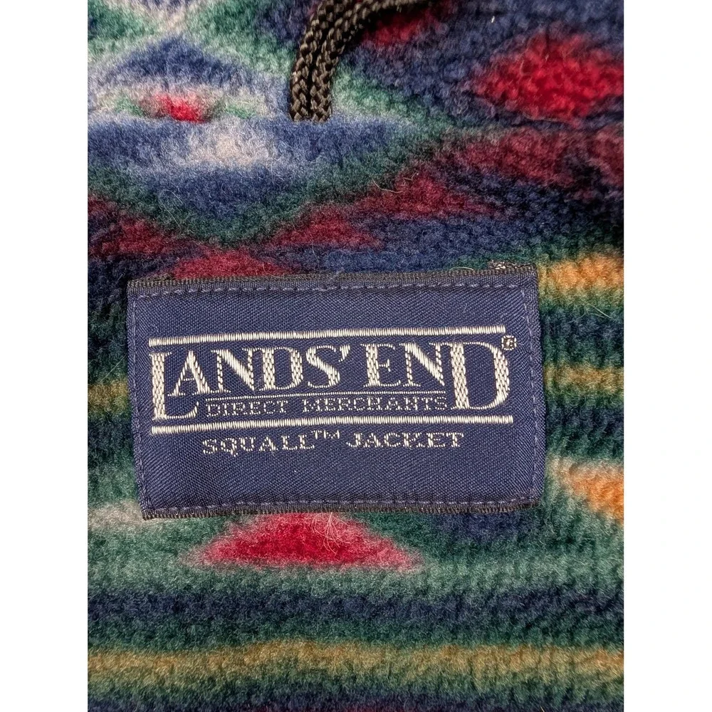 Vintage Lands' End Jacket Mens Large Red Squall Fleece Lined Windbreaker 90s